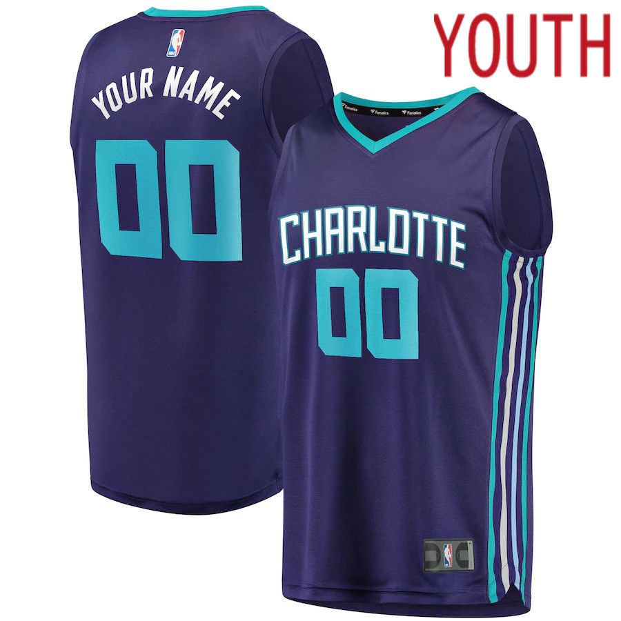 Youth Charlotte Hornets Fanatics Branded Purple Fast Break Replica Custom NBA Jersey->youth nba jersey->Youth Jersey